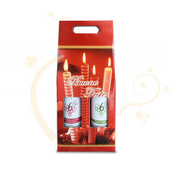 Confezione di Natale per 2 bottiglie tema candele